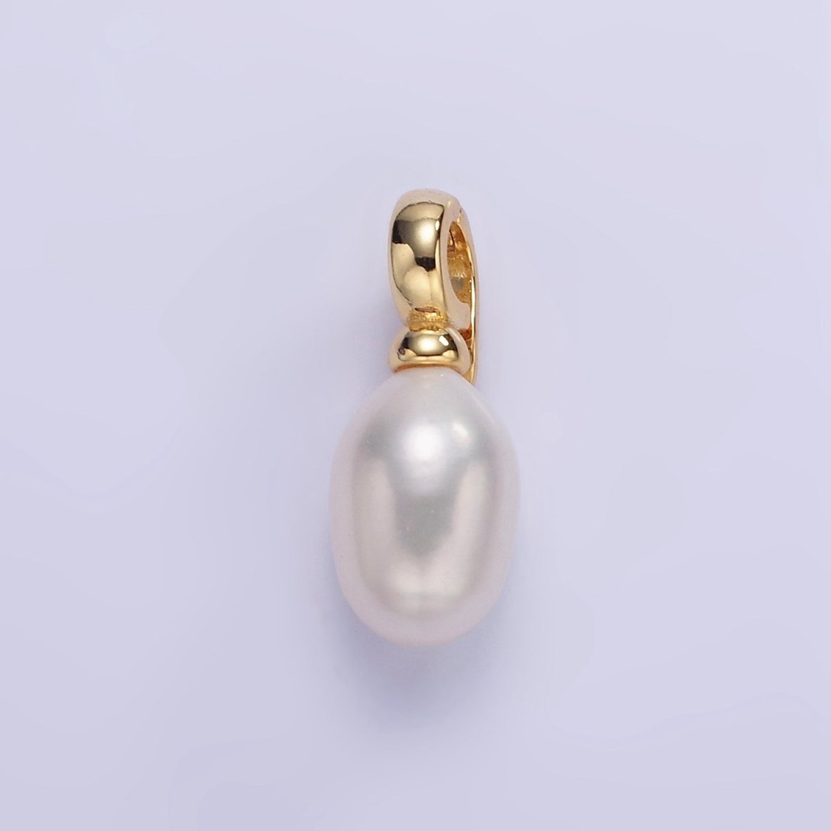 16K Gold Filled White Freshwater Pearl Snap Latch Drop Pendant | P1889 - DLUXCA