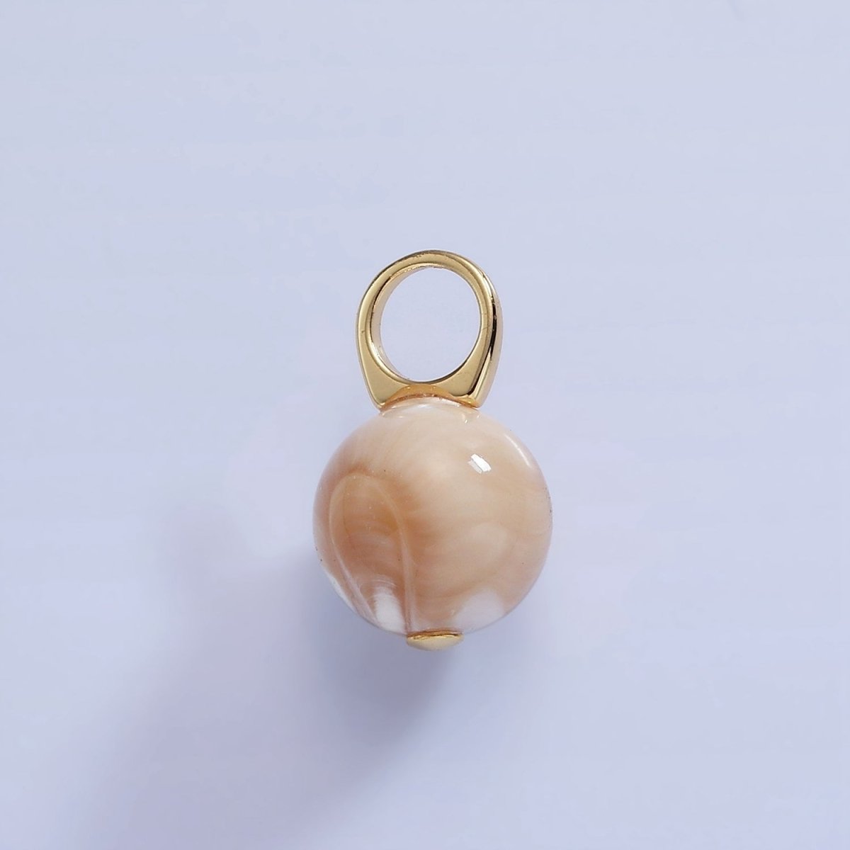 16K Gold Filled White Peach Shell Pearl Round Drop Pendant | P1752 - DLUXCA