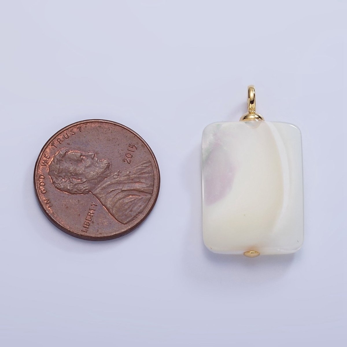 16K Gold Filled White Shell Pearl Rectangular Drop Pendant | P1785 - DLUXCA