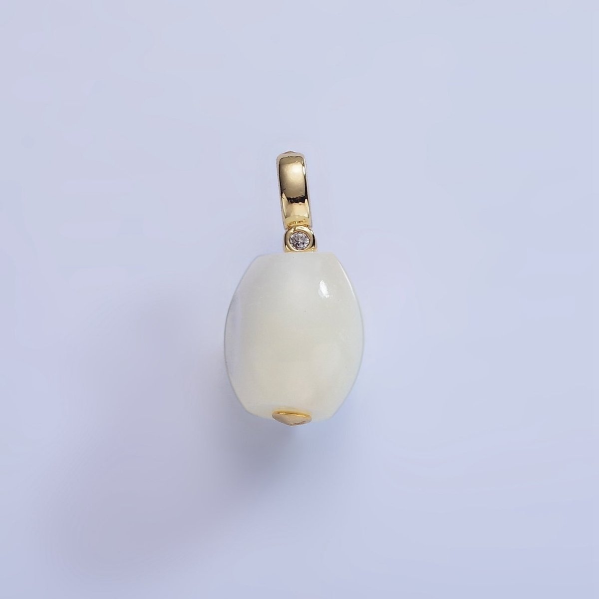 16K Gold Filled White Shell Pearl Sphere CZ Drop Pendant | P1789 - DLUXCA