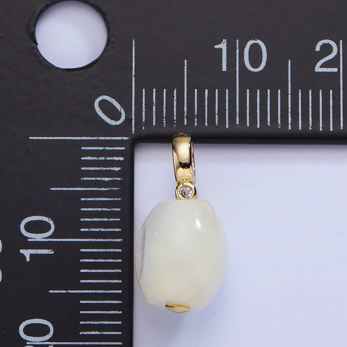 16K Gold Filled White Shell Pearl Sphere CZ Drop Pendant | P1789 - DLUXCA