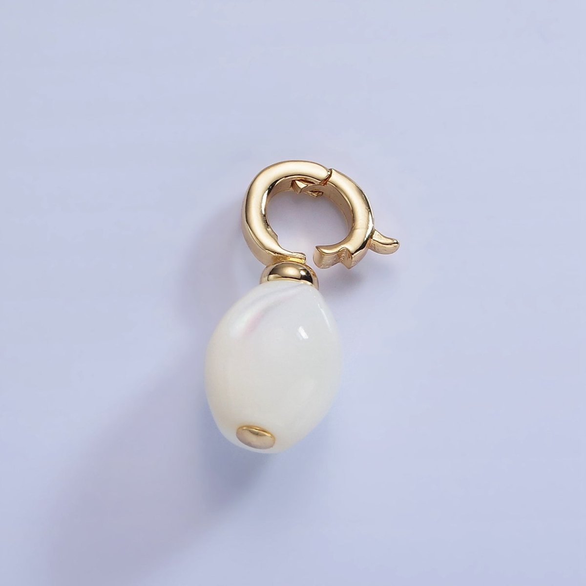 16K Gold Filled White Shell Pearl Sphere Drop Latch Bail Pendant | P1588 - DLUXCA
