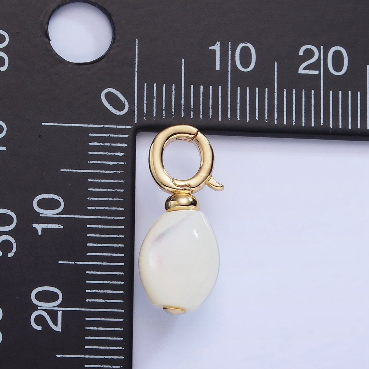 16K Gold Filled White Shell Pearl Sphere Drop Latch Bail Pendant | P1588 - DLUXCA