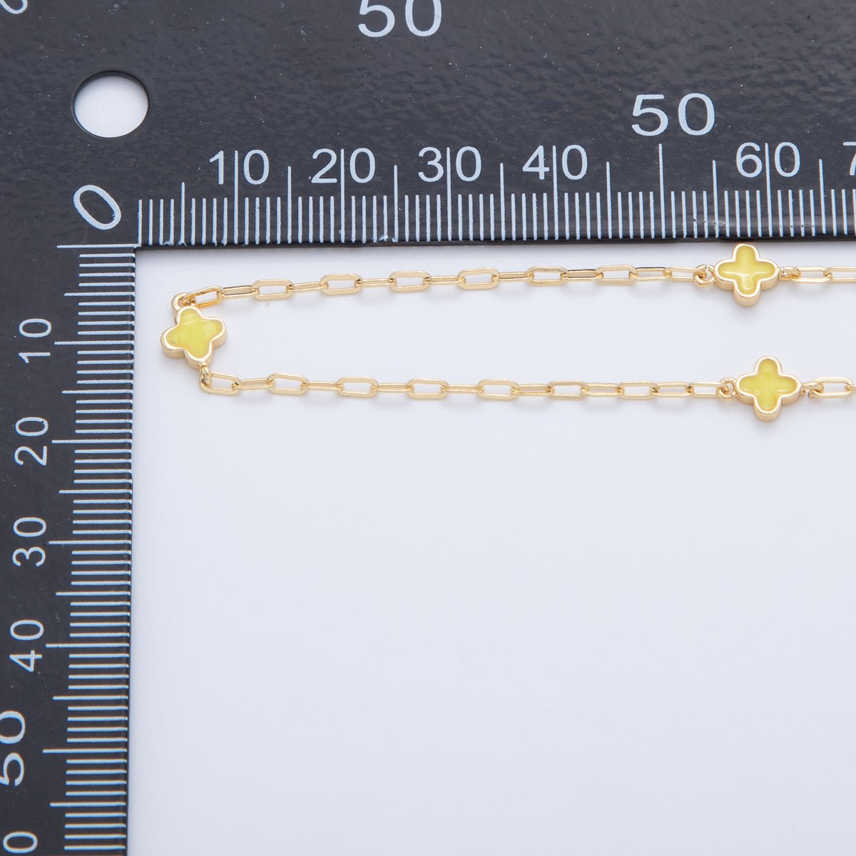 16K Gold Filled Yellow Quatrefoil Enamel Paperclip Unfinished Chain by Yard | Roll - 1597 - DLUXCA