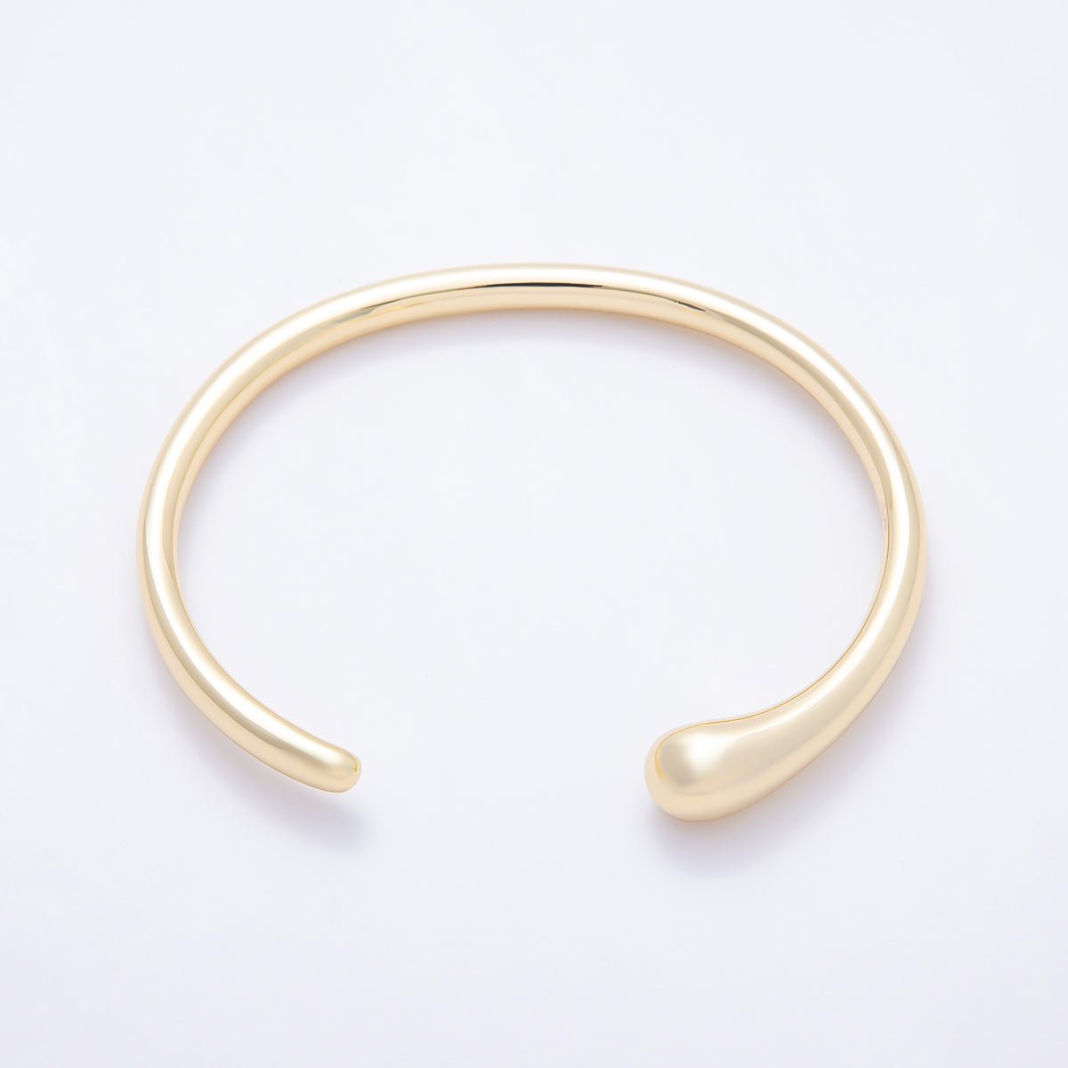 16K Gold Modern Sculptural Teardrop Open Cuff Bangle Adjustable Bracelet | WA-00455 - WA-00456 - DLUXCA