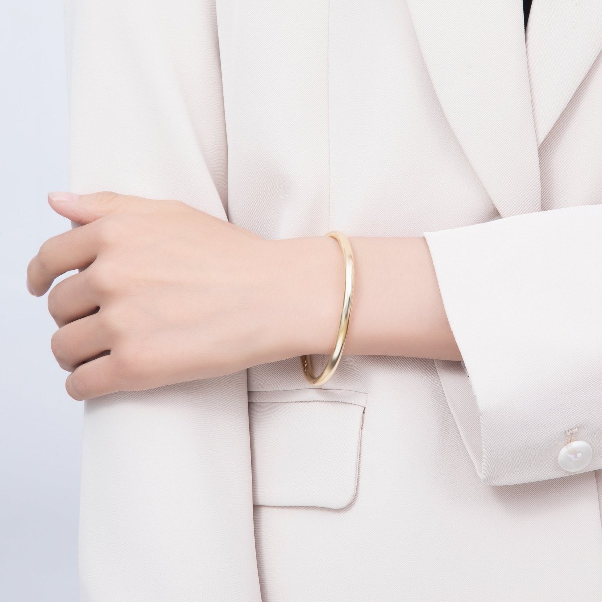 16K Gold Modern Sculptural Teardrop Open Cuff Bangle Adjustable Bracelet | WA-00455 - WA-00456 - DLUXCA