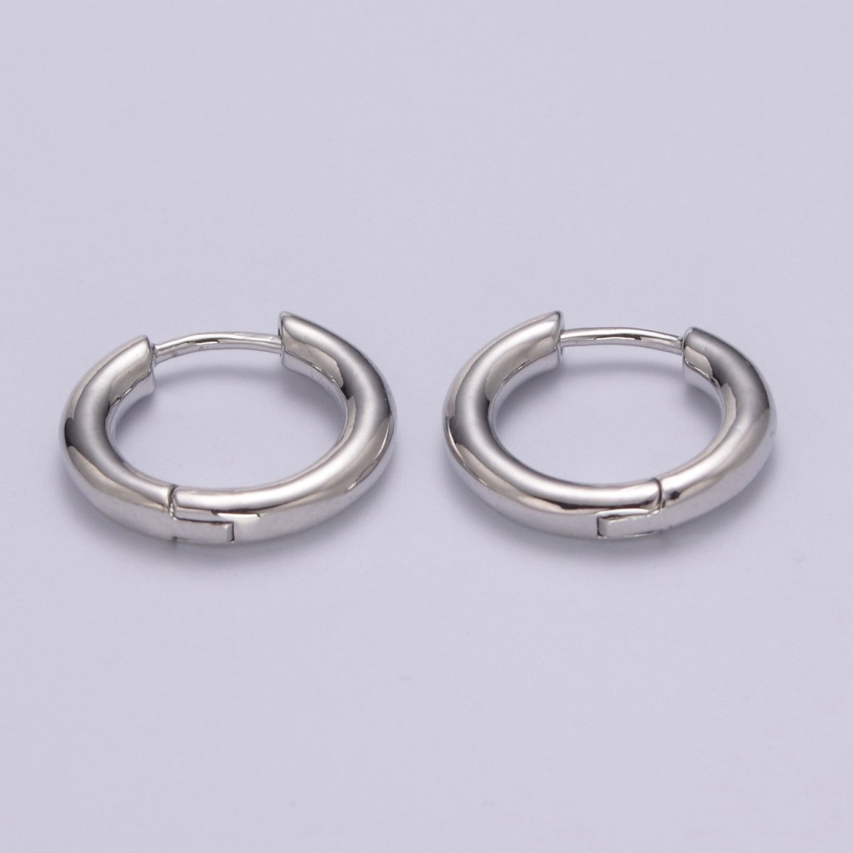 16mm Silver Thick Huggie Hoop, Small Hoop, Tiny Hoop Earrings, Silver Thick Huggie Hoop Earrings, Simple Thick Huggie Hoop, Daily earring T-249 - DLUXCA