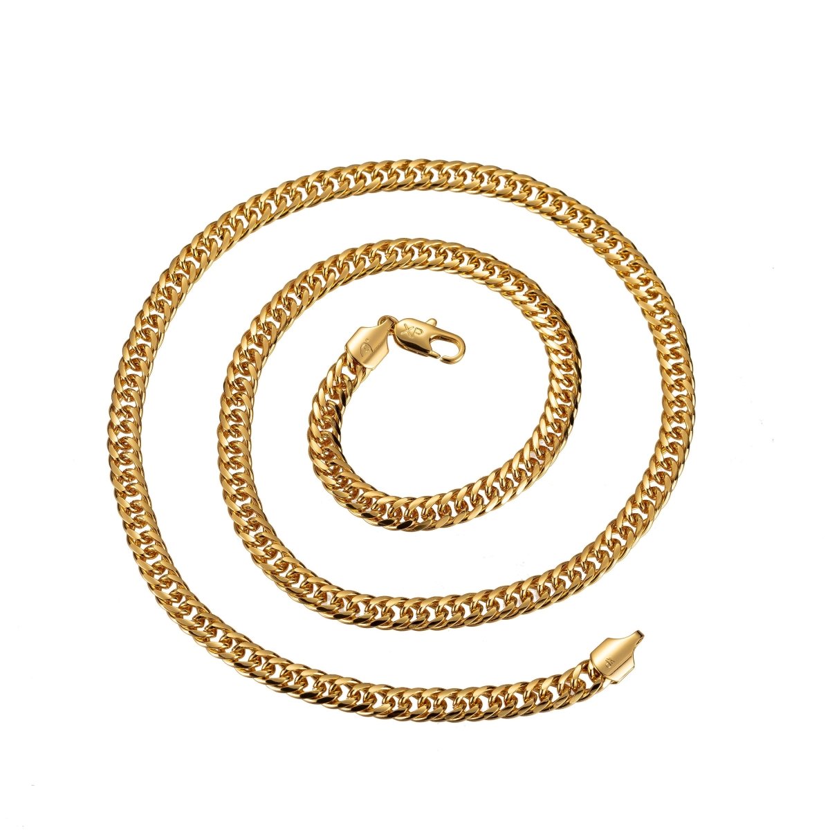 17.7'' Ready to Use 24K Gold Filled Cuban Curb Necklace Chain, Layering Curb Chain Necklace, Lobster Clasp, Width is 4.6mm | CN - 524 Clearance Pricing - DLUXCA