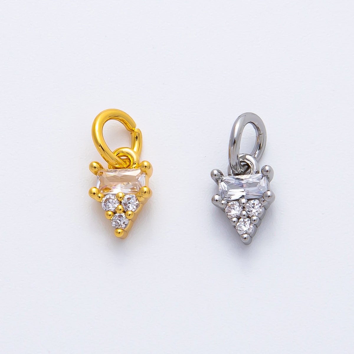 18K Gold Filled 10.5mm Baguette Cluster Diamond CZ Mini Charm in Gold & Silver | AF1364 - DLUXCA