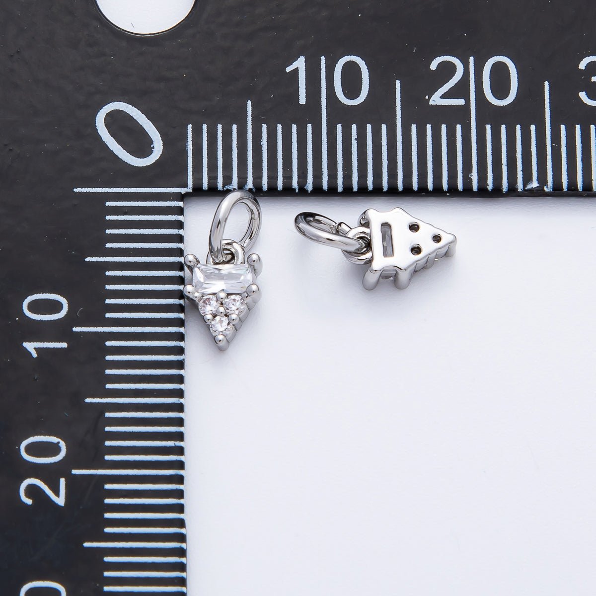 18K Gold Filled 10.5mm Baguette Cluster Diamond CZ Mini Charm in Gold & Silver | AF1364 - DLUXCA
