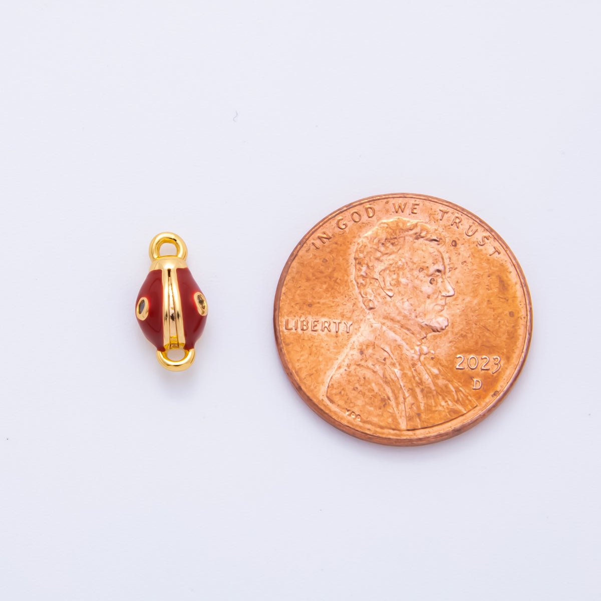18K Gold Filled 10.5mm Red Enamel Art Snake Head Animals Charm Connector | Y - 050 - DLUXCA