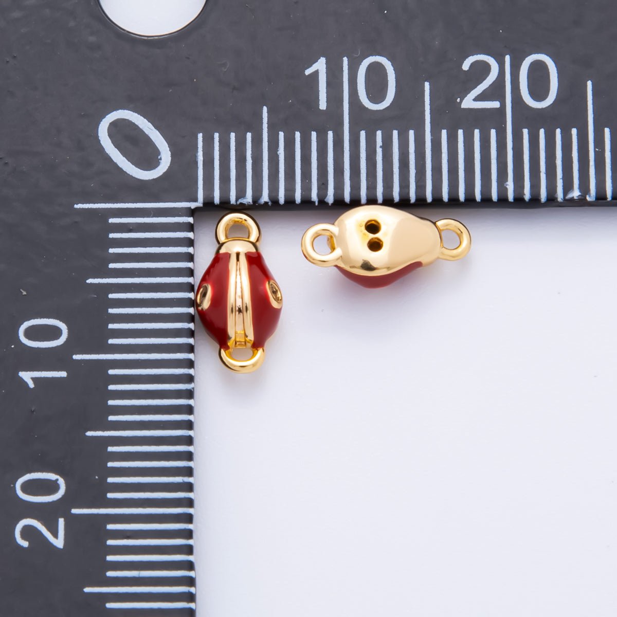 18K Gold Filled 10.5mm Red Enamel Art Snake Head Animals Charm Connector | Y - 050 - DLUXCA