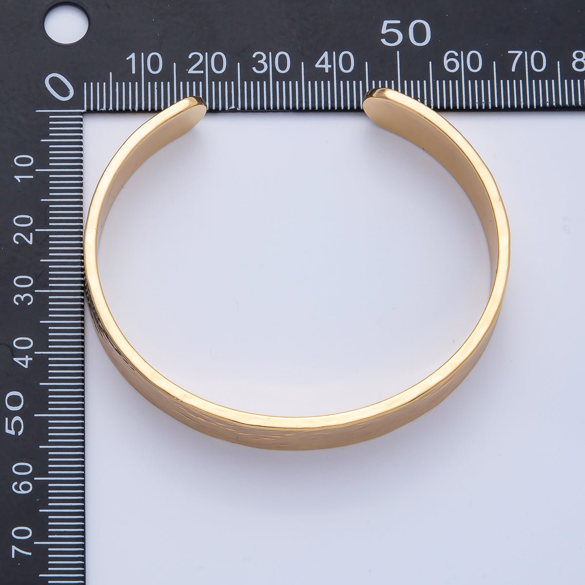 18K Gold Filled 10.7mm Wide Hammered Cuff Bracelet | WA - 3968 - DLUXCA