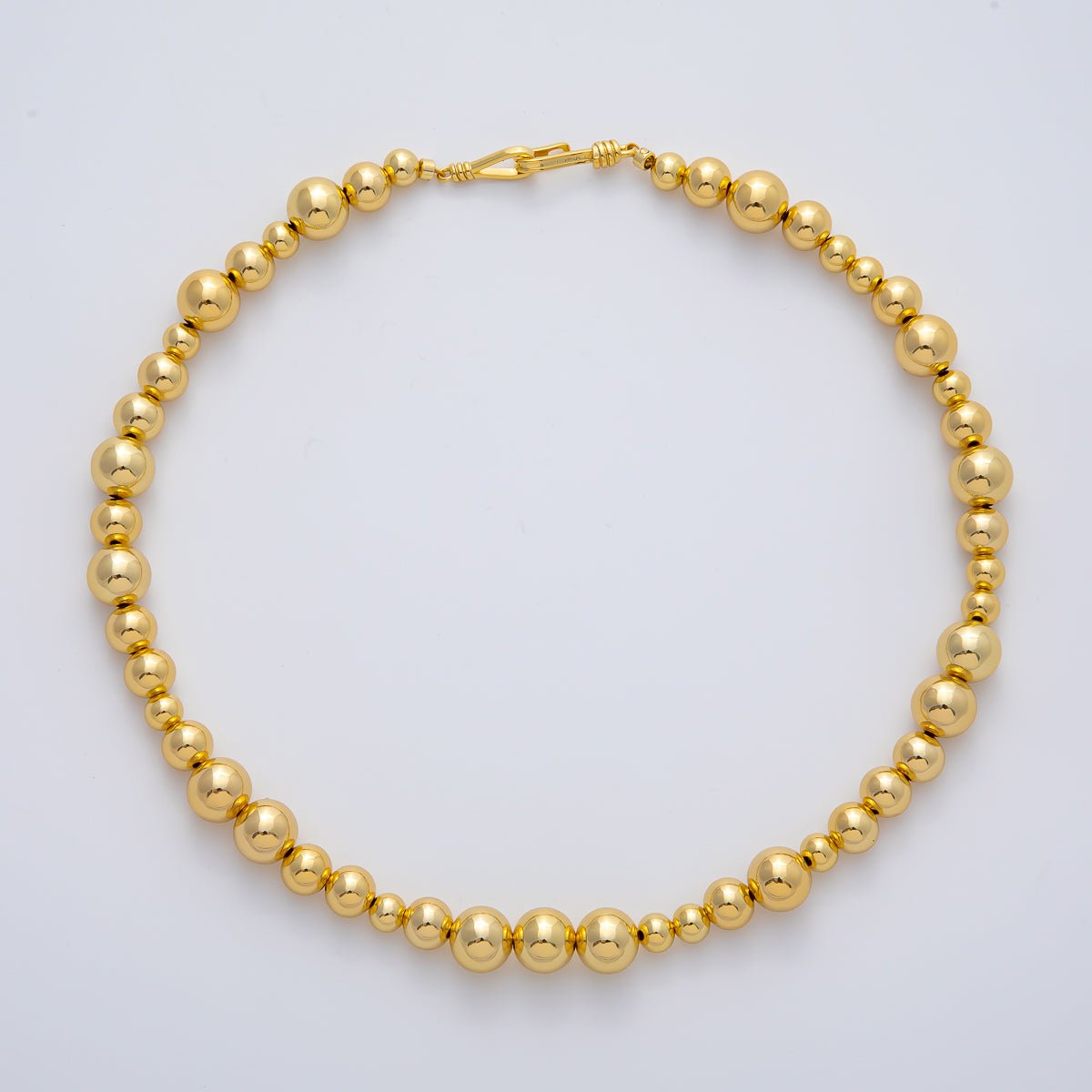 18K Gold Filled 10mm, 8mm, 6mm Gradient Bead Ball Chain 16, 18, 20 Inch Necklace | WA - 3837 ~ WA - 3839 - DLUXCA