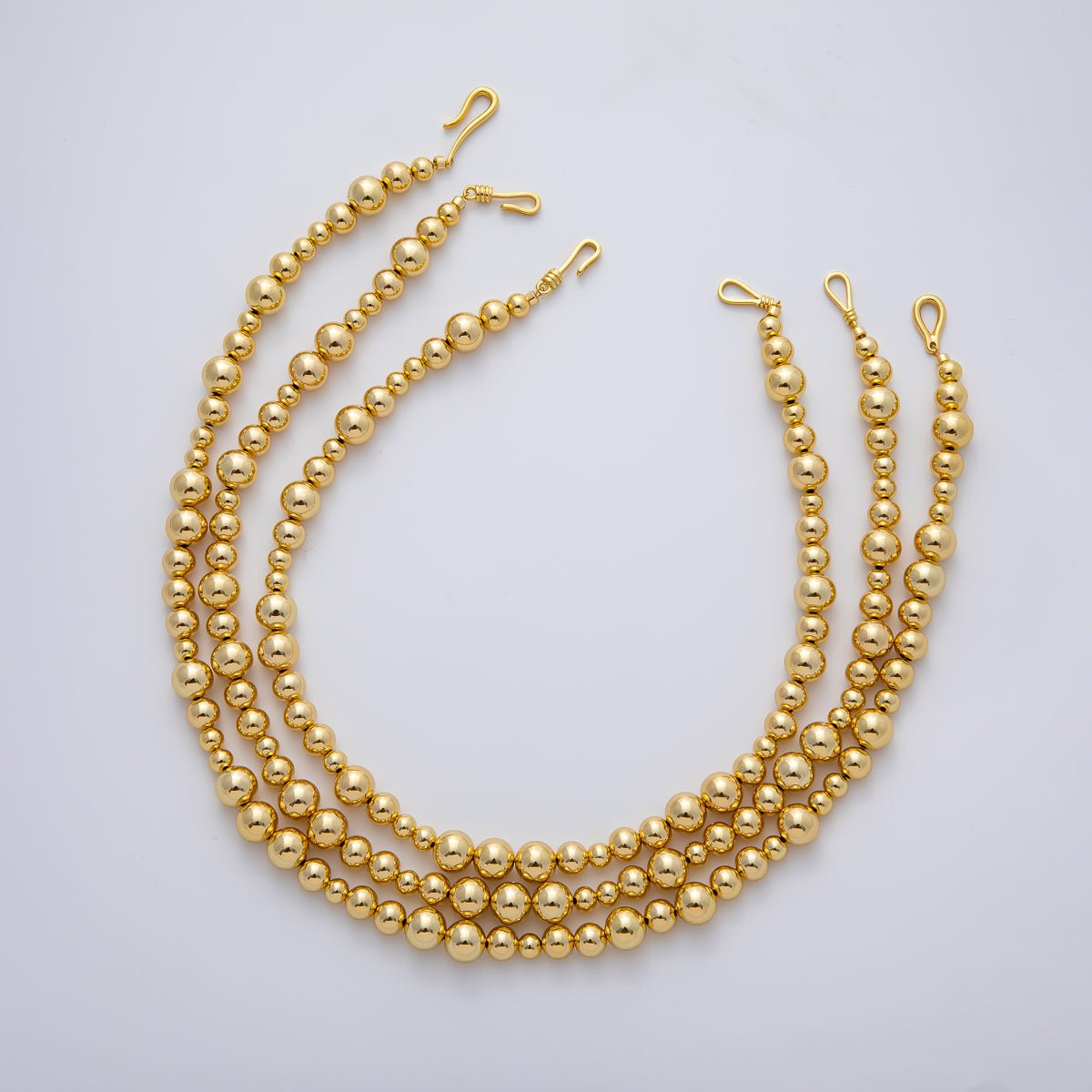 18K Gold Filled 10mm, 8mm, 6mm Gradient Bead Ball Chain 16, 18, 20 Inch Necklace | WA - 3837 ~ WA - 3839 - DLUXCA