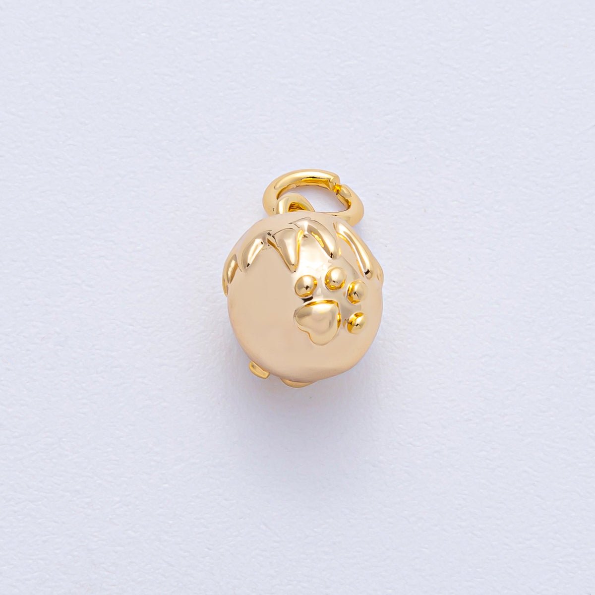 18K Gold Filled 10mm Animal Paw Print Ball 3D Multidimensional Charm | AK015 - DLUXCA