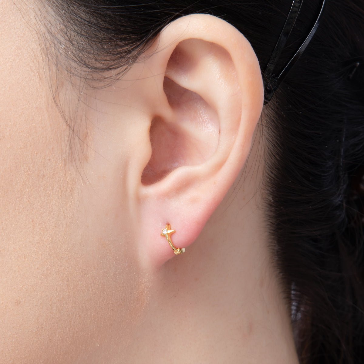 18K Gold Filled 10mm Clear CZ Celestial North Star Cartilage Huggie Earrings | Q167 - DLUXCA