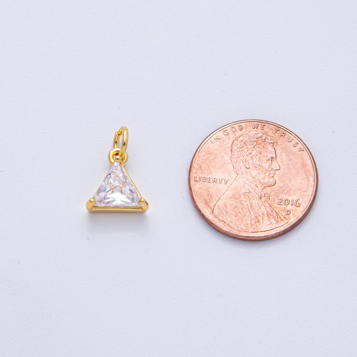 18K Gold Filled 10mm Clear CZ Triangle Mini Charm | AK028 - DLUXCA