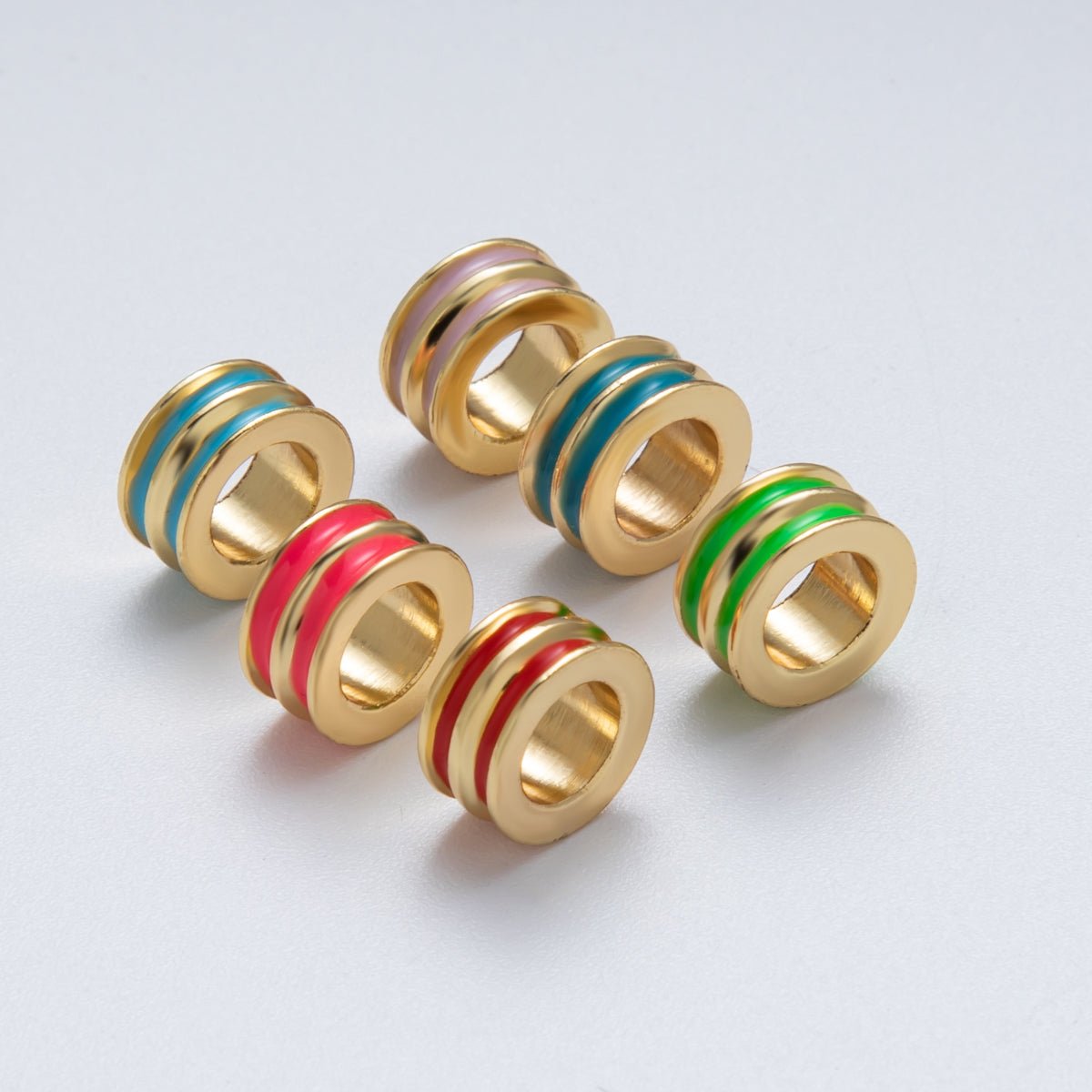 18K Gold Filled 10mm Double Enamel Rondelle Bead | Beads - 00009 - Beads - 00014 - DLUXCA