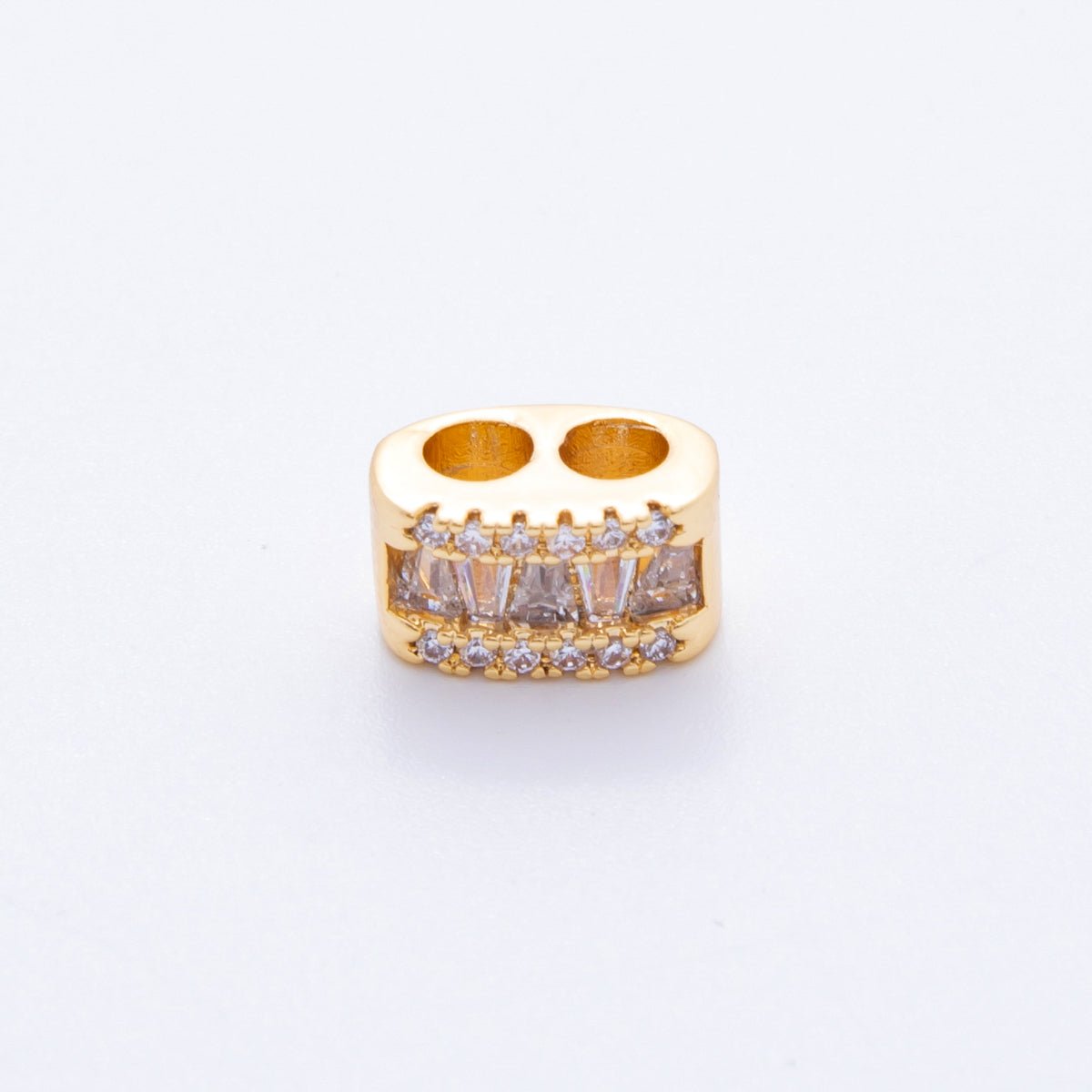 18K Gold Filled 10mm Micro Paved CZ Double Loop Clasp for Adjustable Cord necklace Component | AF1024 - DLUXCA