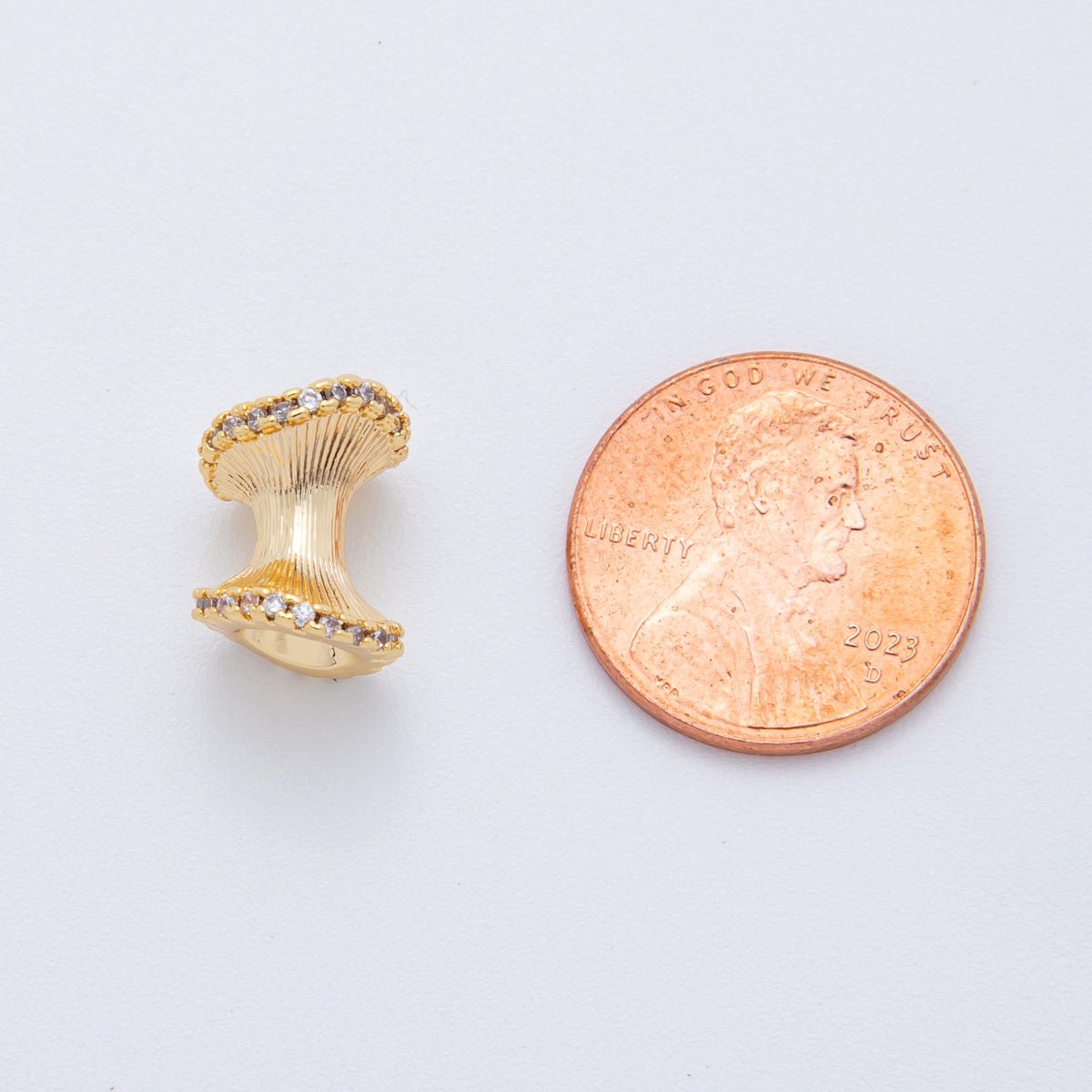 18K Gold Filled 10mm Micro Paved CZ Hourglass Tube Bead Spacer | AF - A1018 - DLUXCA