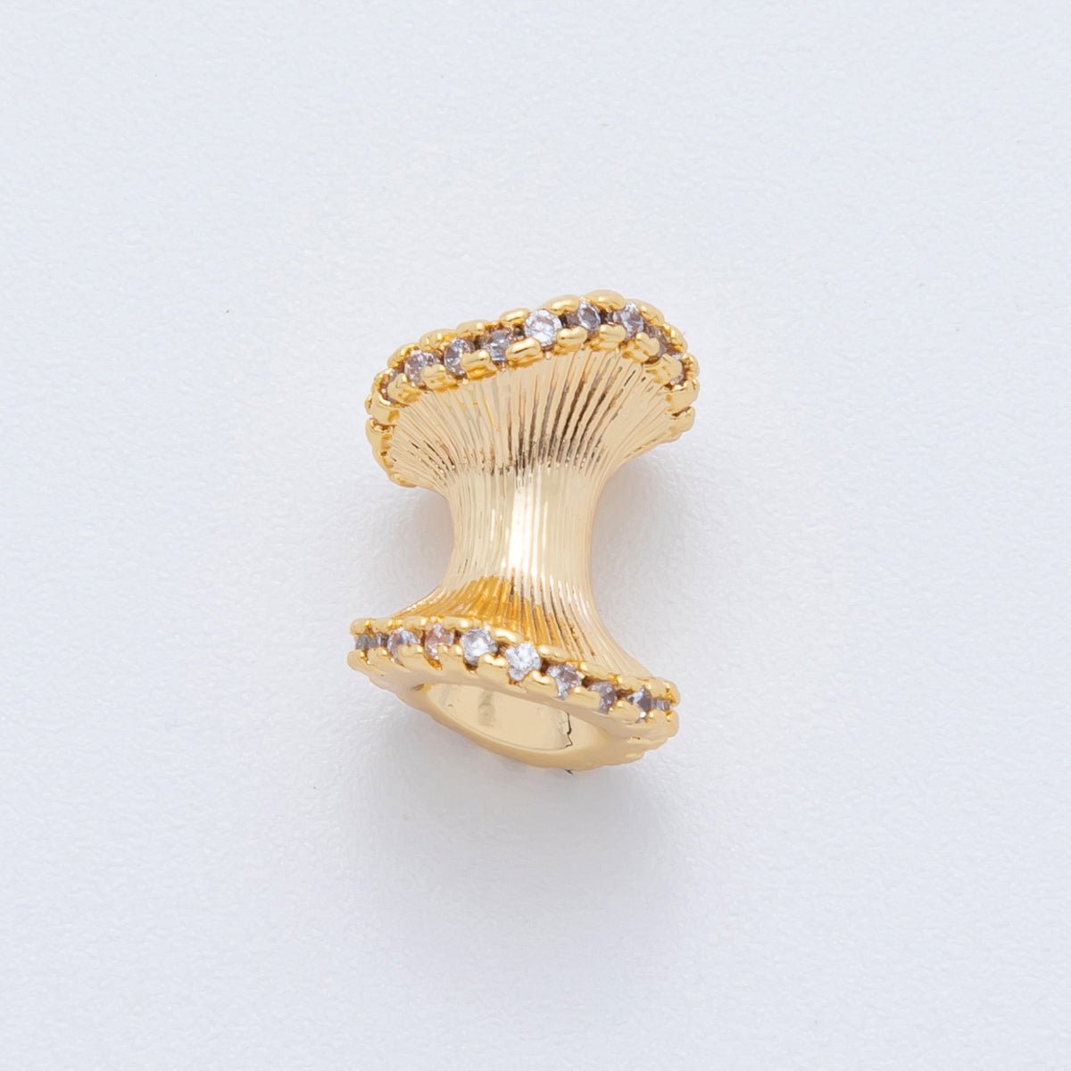 18K Gold Filled 10mm Micro Paved CZ Hourglass Tube Bead Spacer | AF - A1018 - DLUXCA