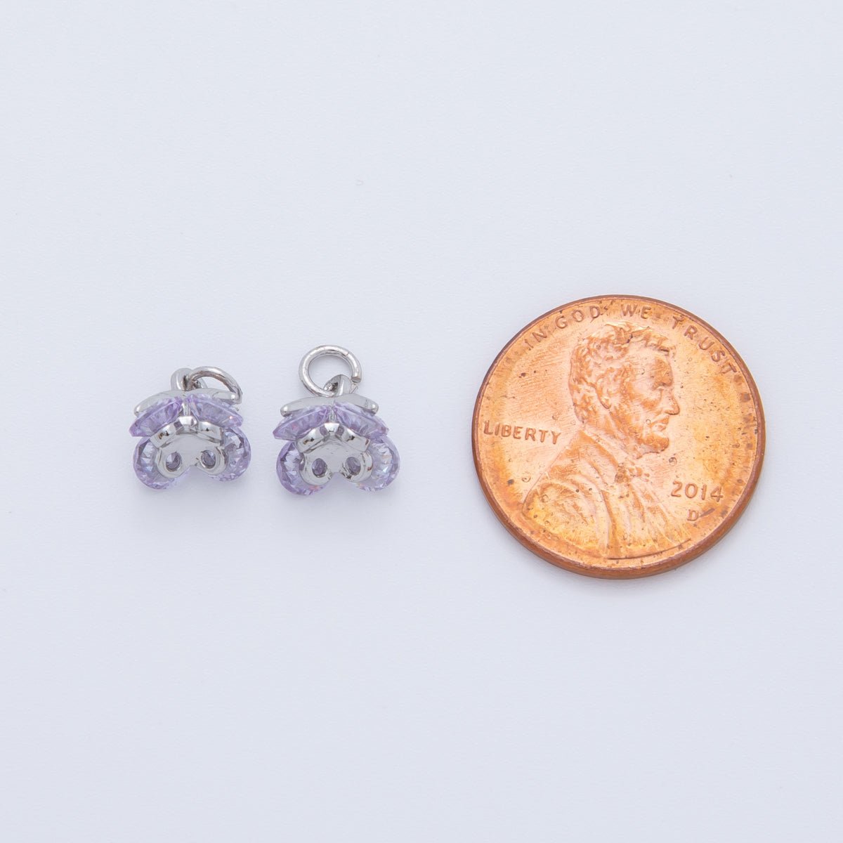18K Gold Filled 10mm Purple Lavender CZ Gleaming Bloom Flower Charm | AF825 - DLUXCA