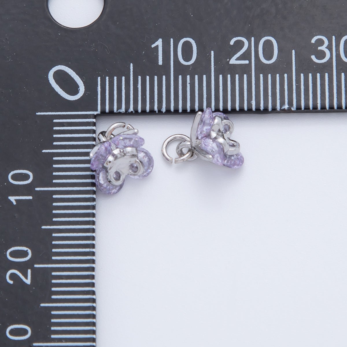 18K Gold Filled 10mm Purple Lavender CZ Gleaming Bloom Flower Charm | AF825 - DLUXCA