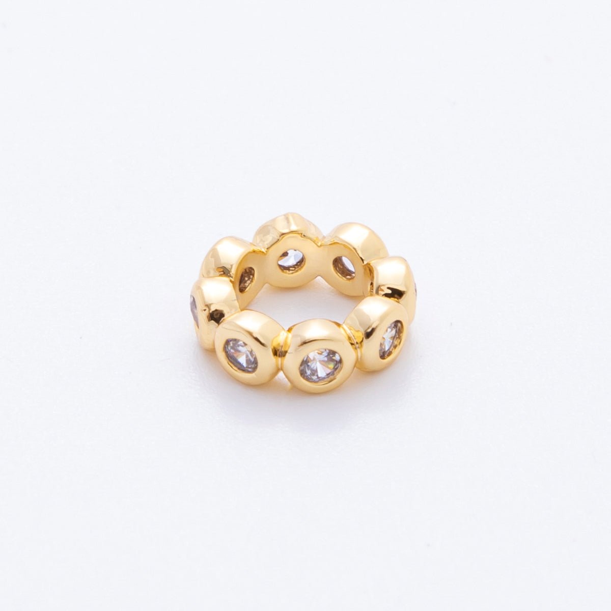 18K Gold Filled 10mm Round CZ Donut Bead Spacer | AF - A1069 - DLUXCA