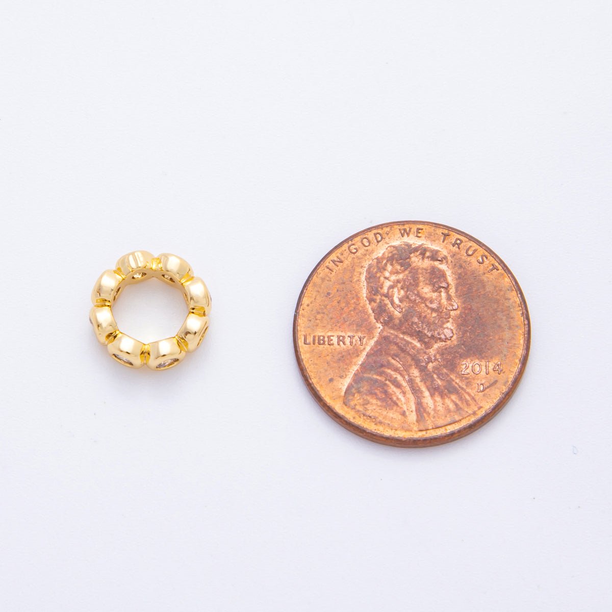 18K Gold Filled 10mm Round CZ Donut Bead Spacer | AF - A1069 - DLUXCA