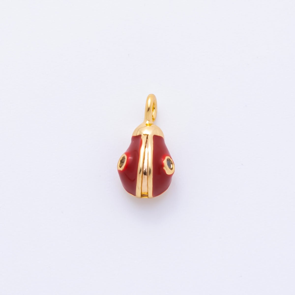 18K Gold Filled 10mm Round CZ Red Enamel Art Mini Apple Fruit Charm | AH - 916 - DLUXCA