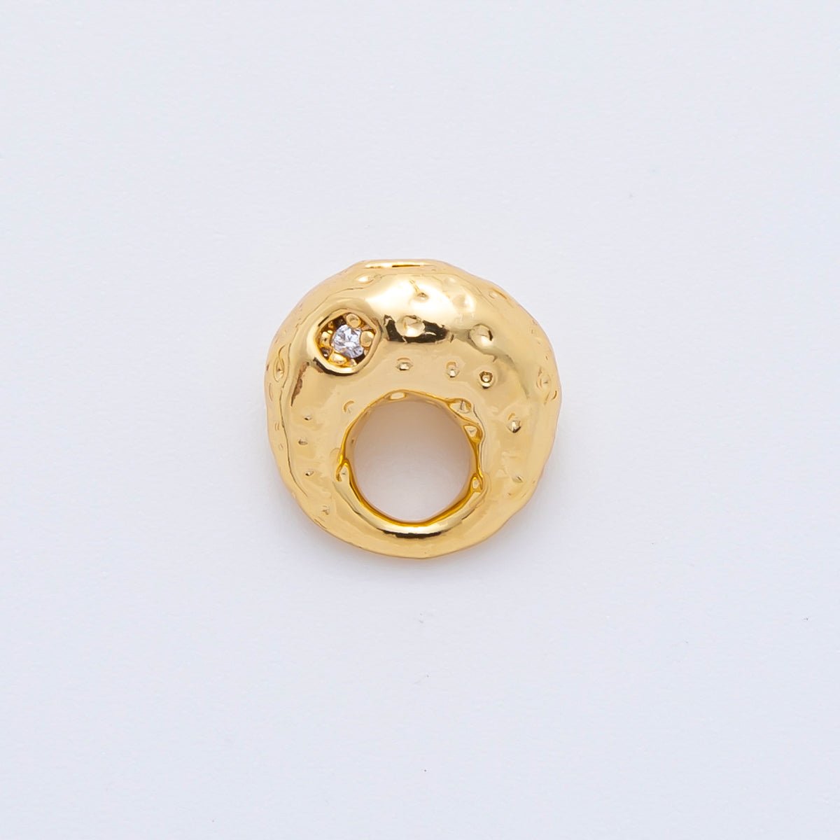 18K Gold Filled 10mm Round CZ Unique Oval with Large Hole Spacer Bead | AF - A1087 - DLUXCA
