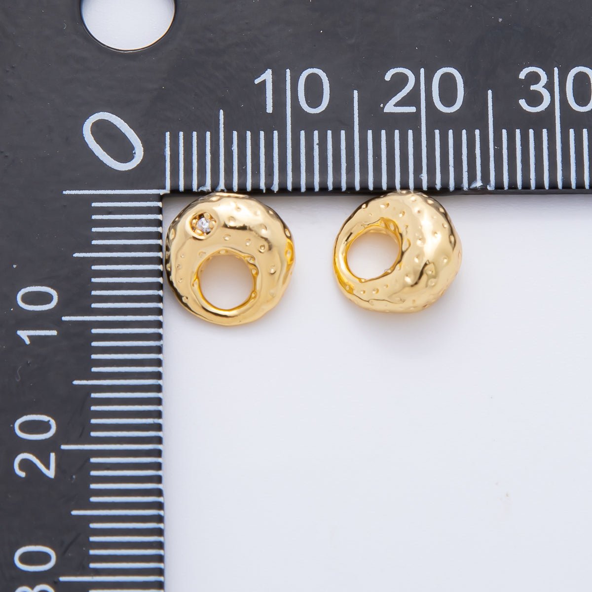 18K Gold Filled 10mm Round CZ Unique Oval with Large Hole Spacer Bead | AF - A1087 - DLUXCA