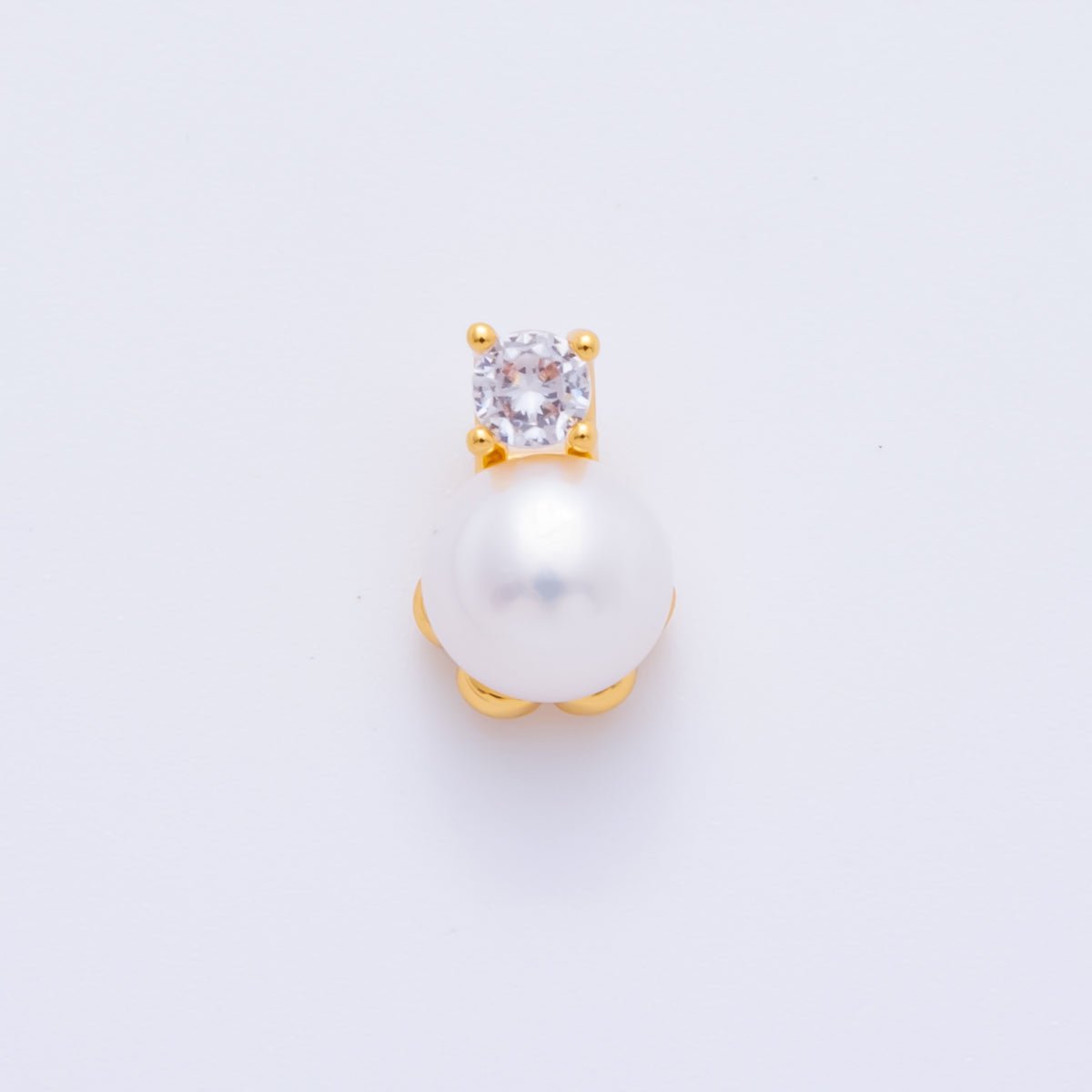 18K Gold Filled 10mm Square CZ Shell Pearl Vintage Bridal Wedding Charm | AF - A1310 - DLUXCA