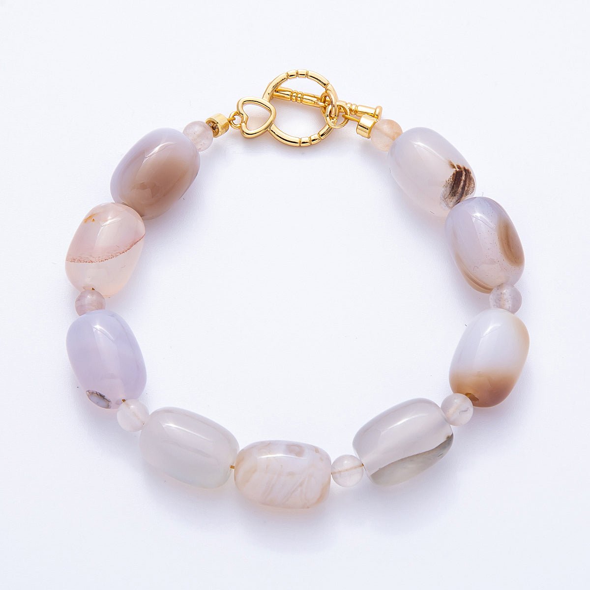 18K Gold Filled 10mm Sunstone, Onyx Tube Gemstone 7.5 Inch Toggle Bracelet | WA - 4103 WA - 4104 - DLUXCA