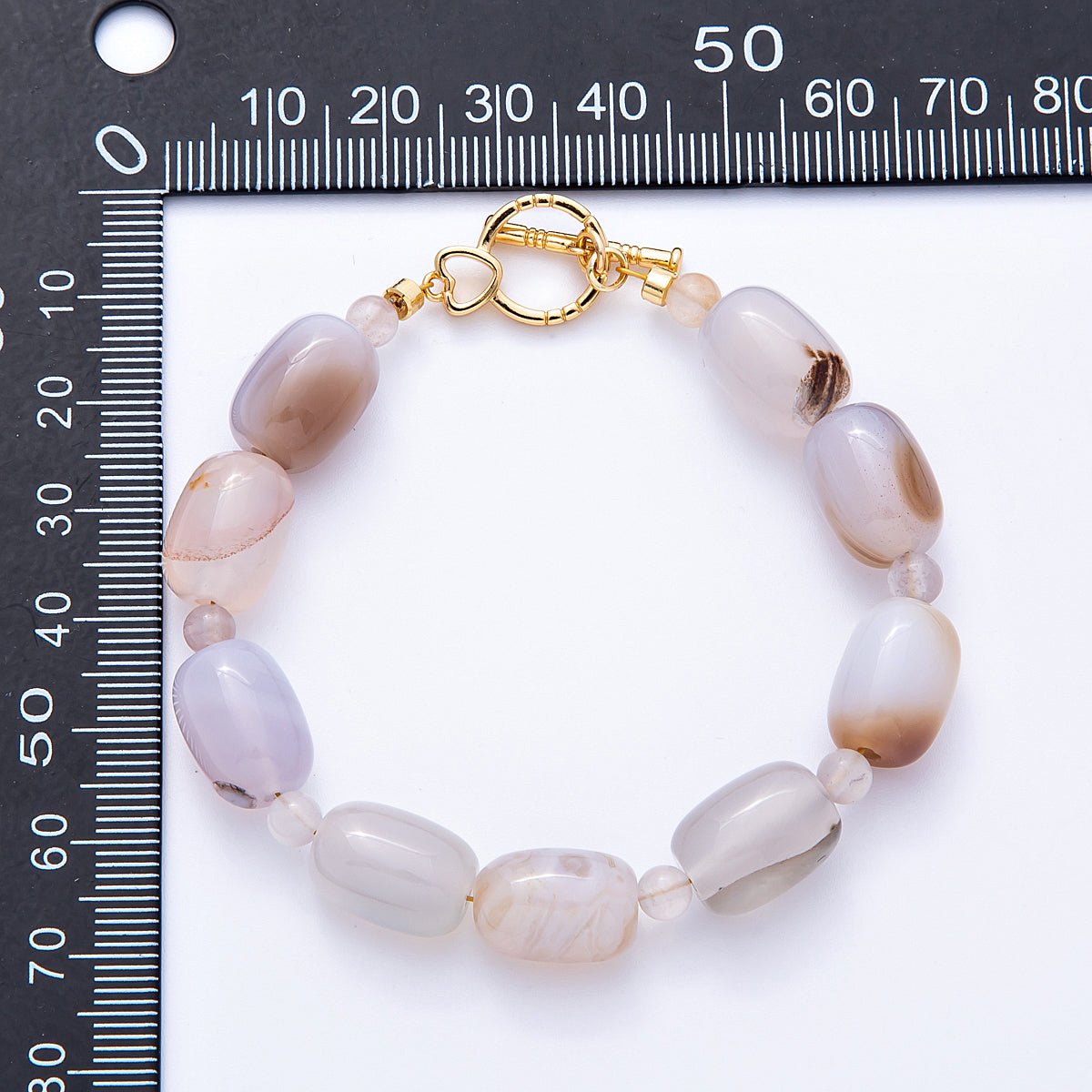 18K Gold Filled 10mm Sunstone, Onyx Tube Gemstone 7.5 Inch Toggle Bracelet | WA - 4103 WA - 4104 - DLUXCA