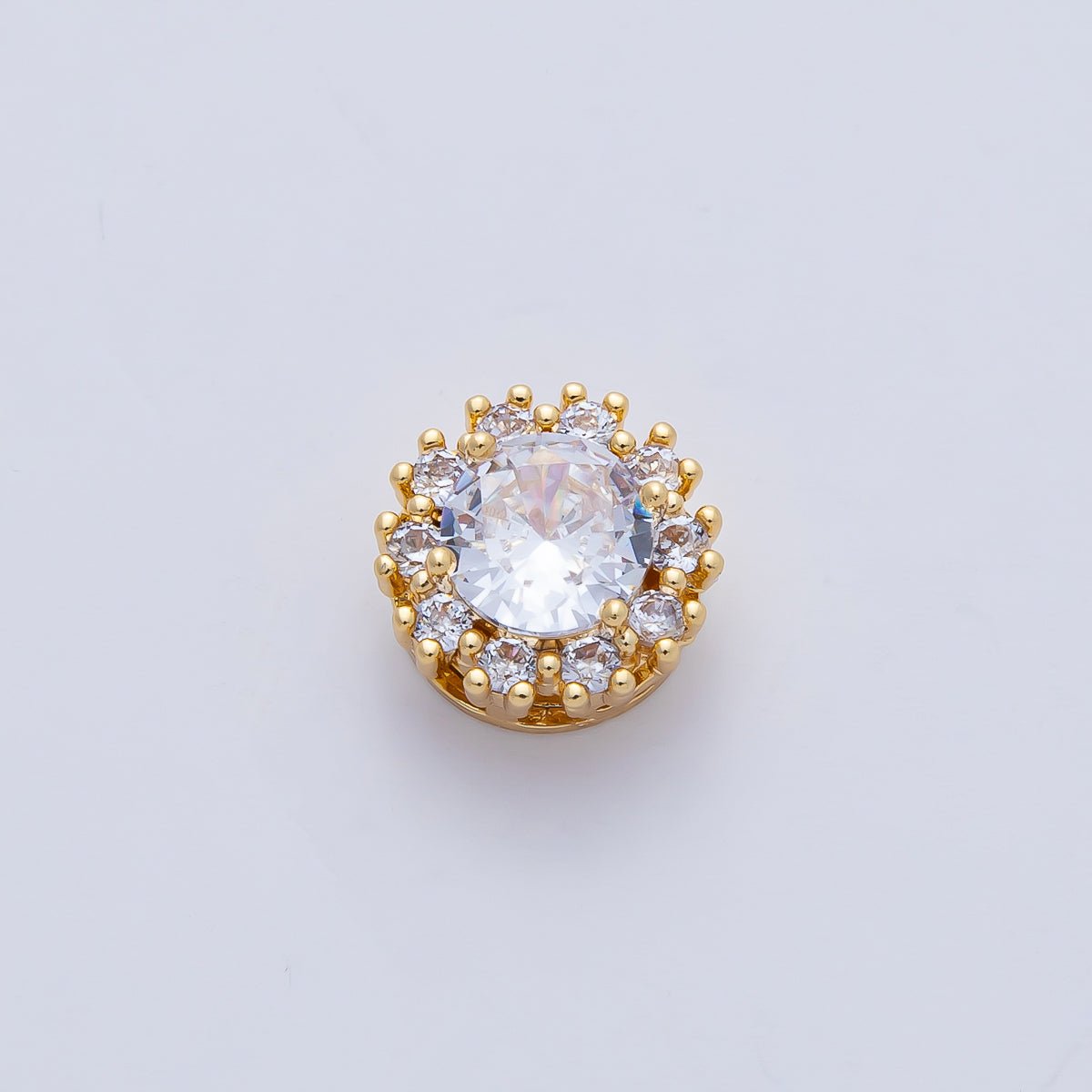 18K Gold Filled 11.5mm Blue, Pink, Clear CZ Micro Paved Round Spacer Bead | B527 B538 - DLUXCA