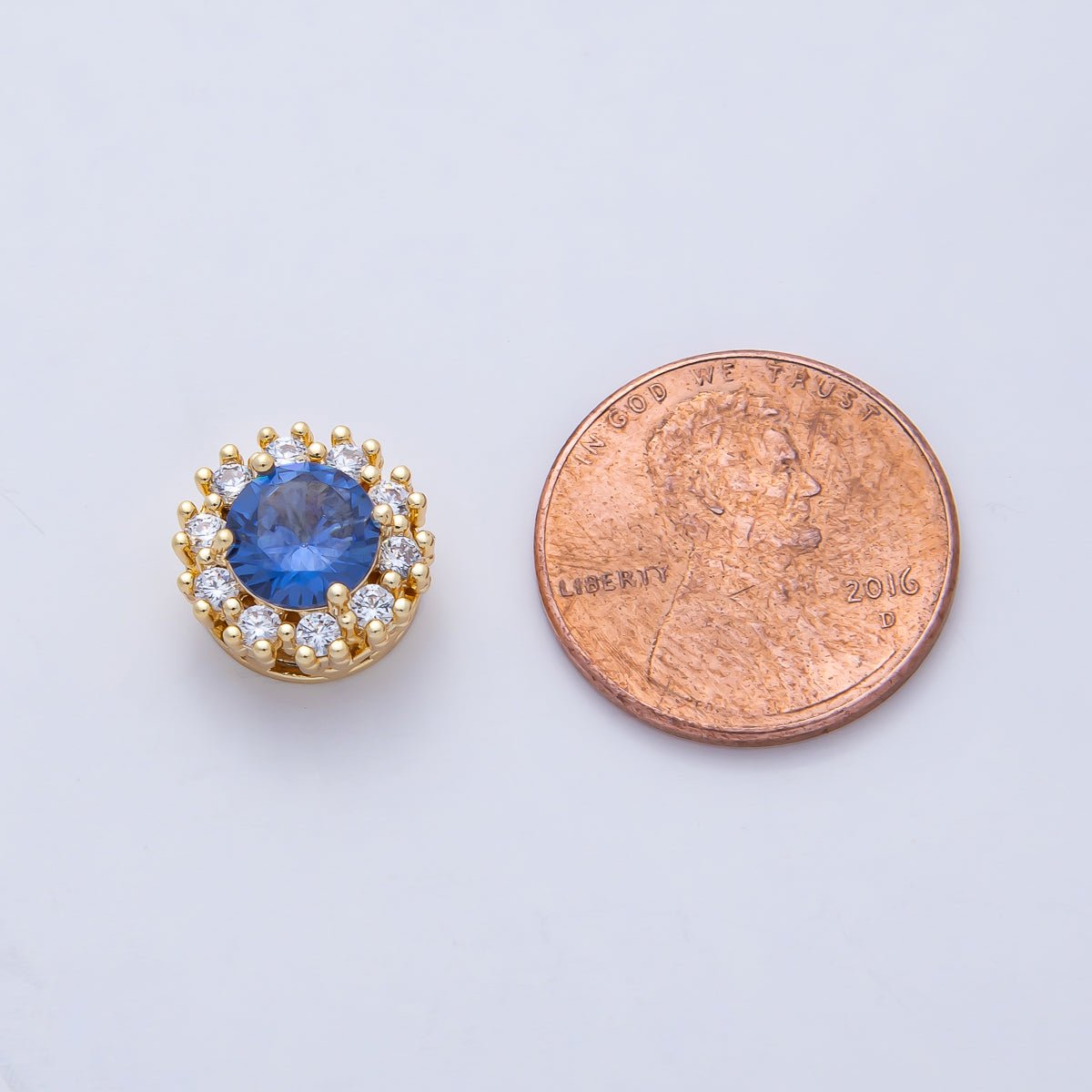 18K Gold Filled 11.5mm Blue, Pink, Clear CZ Micro Paved Round Spacer Bead | B527 B538 - DLUXCA