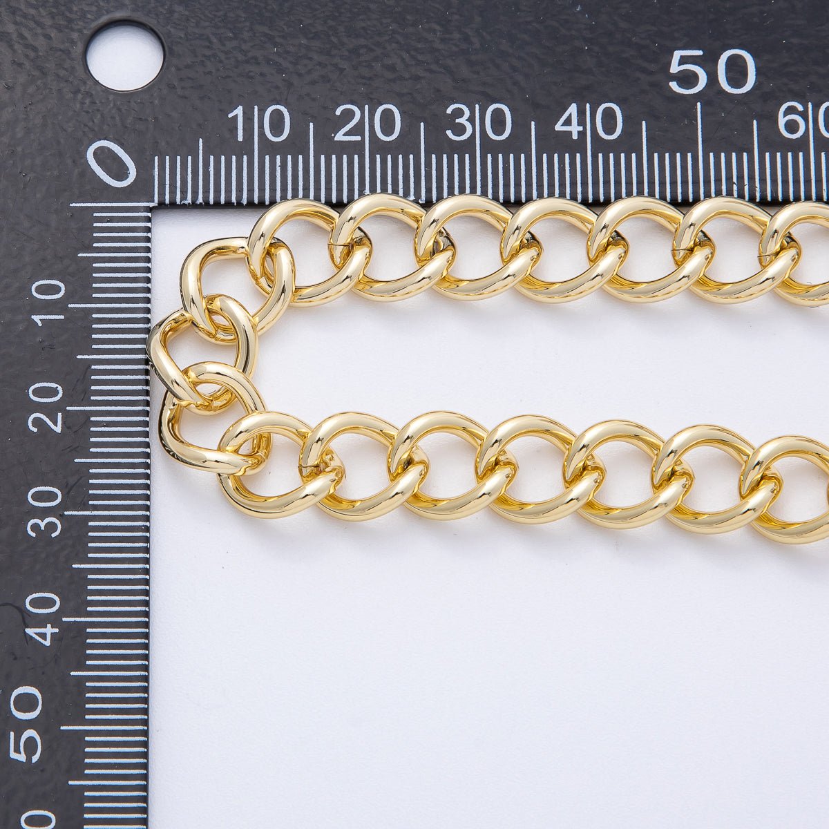 18K Gold Filled 11.5mm Minimalist Curb Unfinished Chain by Yard | Roll - 1805 - DLUXCA