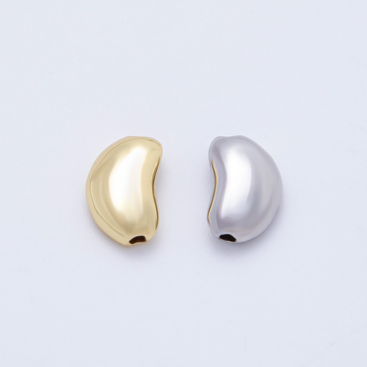 18K Gold Filled 11.5mm Puffed Bean Pebble Spacer Bead in Gold & Silver | AF1091 - DLUXCA
