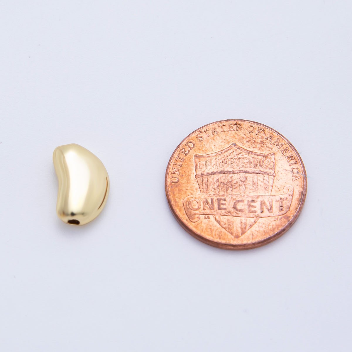 18K Gold Filled 11.5mm Puffed Bean Pebble Spacer Bead in Gold & Silver | AF1091 - DLUXCA