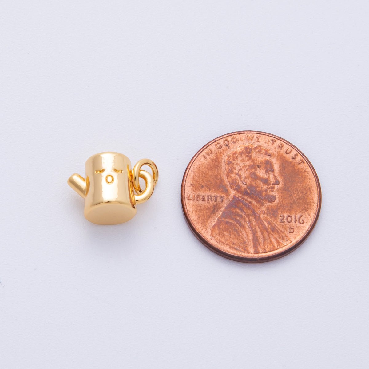 18K Gold Filled 11.5mm Sleepy Cup Teapot 3D Multidimensional Charm | Charms - 00131 - DLUXCA