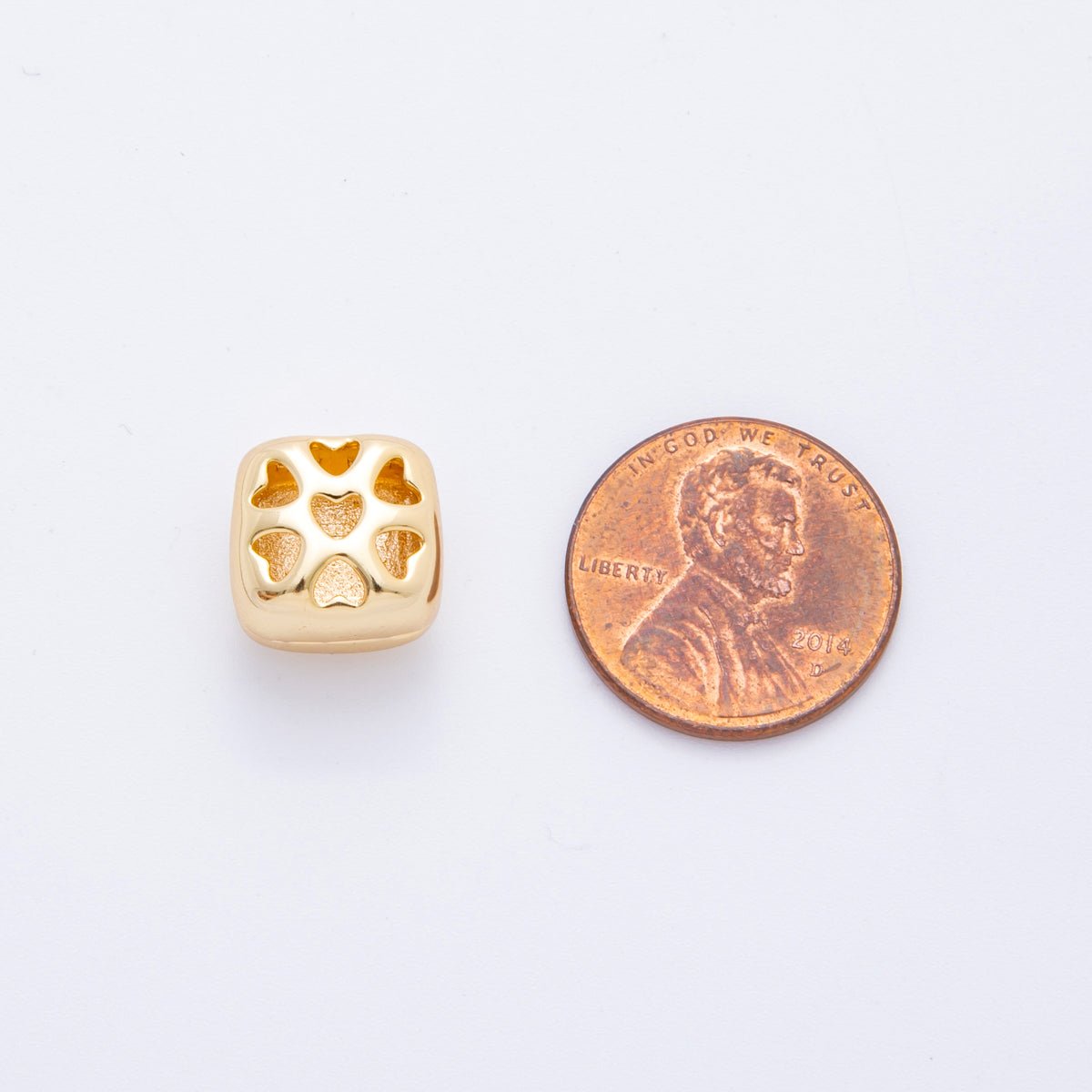 18K Gold Filled 11.6mm Heart Filigree Square Bead Spacer | AF1058 - DLUXCA
