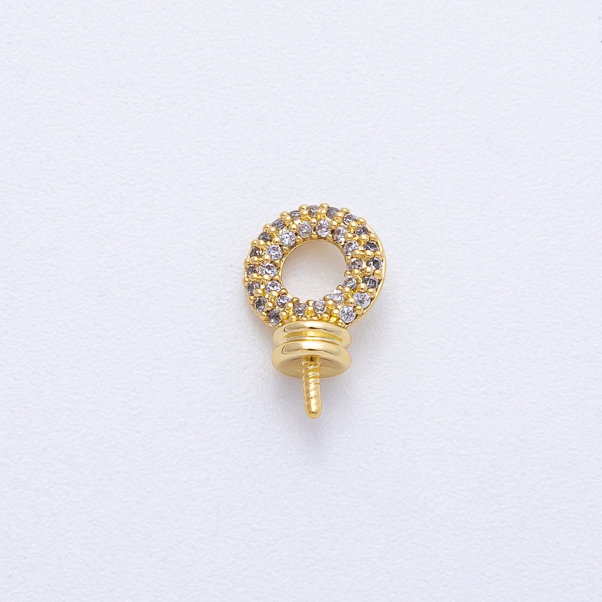 18K Gold Filled 11.8mm Drill Micro Paved CZ Open Round Bail Finding | Z1656 - DLUXCA