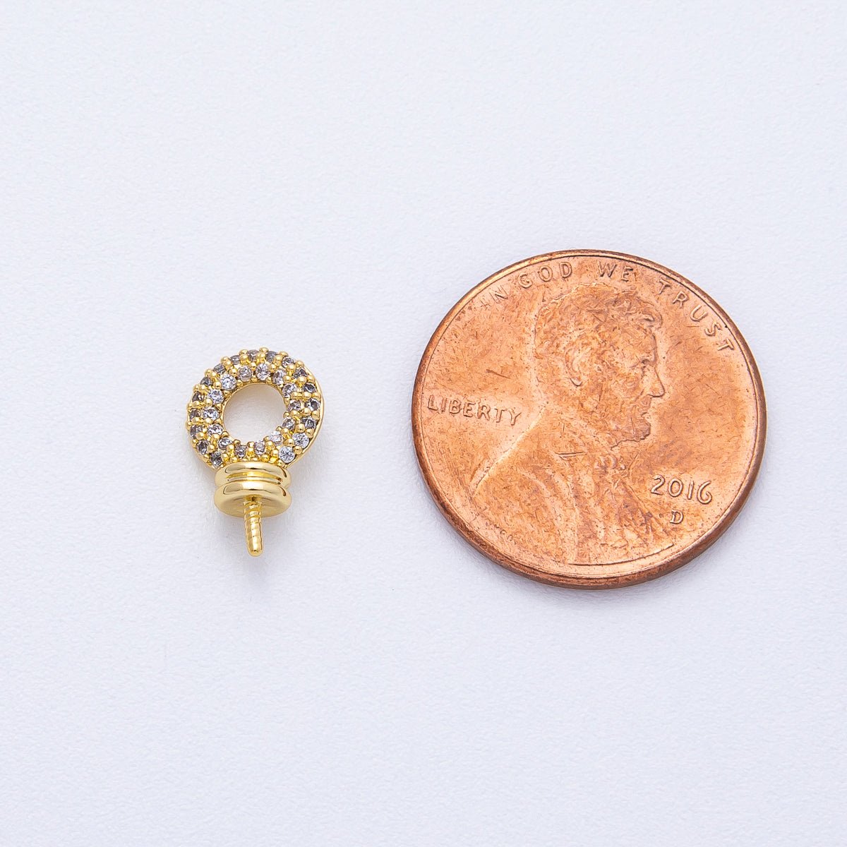 18K Gold Filled 11.8mm Drill Micro Paved CZ Open Round Bail Finding | Z1656 - DLUXCA
