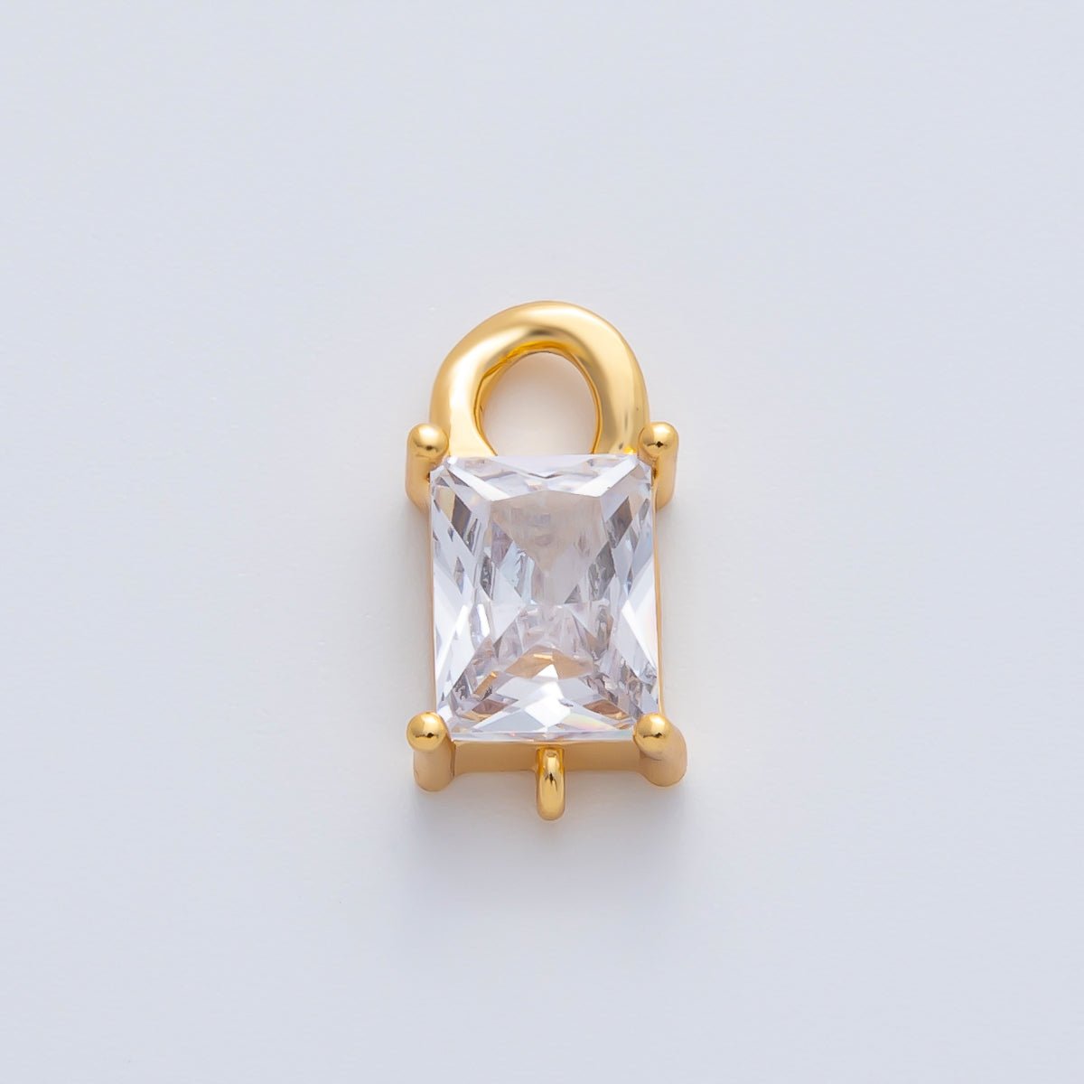 18K Gold Filled 11mm Clear CZ Baguette Curb Connector Finding | Z1448 - DLUXCA