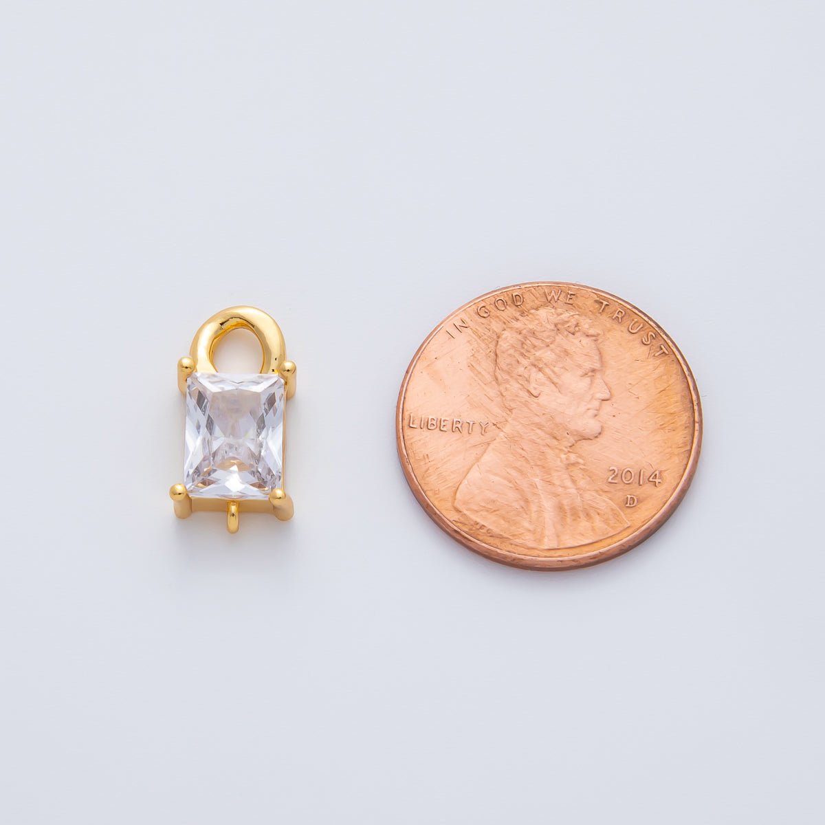 18K Gold Filled 11mm Clear CZ Baguette Curb Connector Finding | Z1448 - DLUXCA