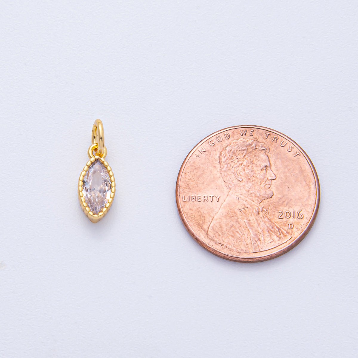 18K Gold Filled 11mm Clear CZ Marquise Mini Charm | AK034 - DLUXCA