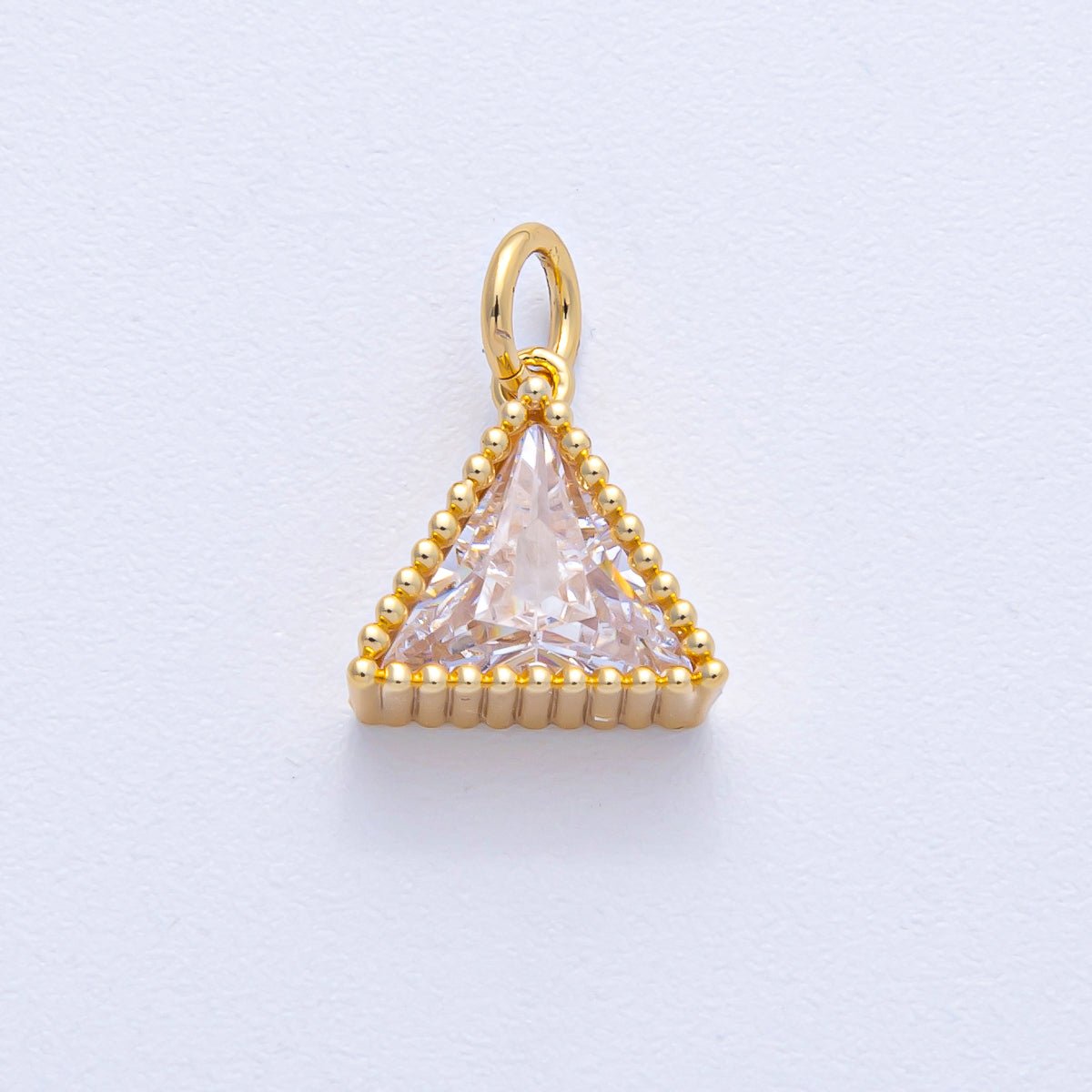 18K Gold Filled 11mm Clear CZ Triangle Ribbed Mini Charm | AK032 - DLUXCA