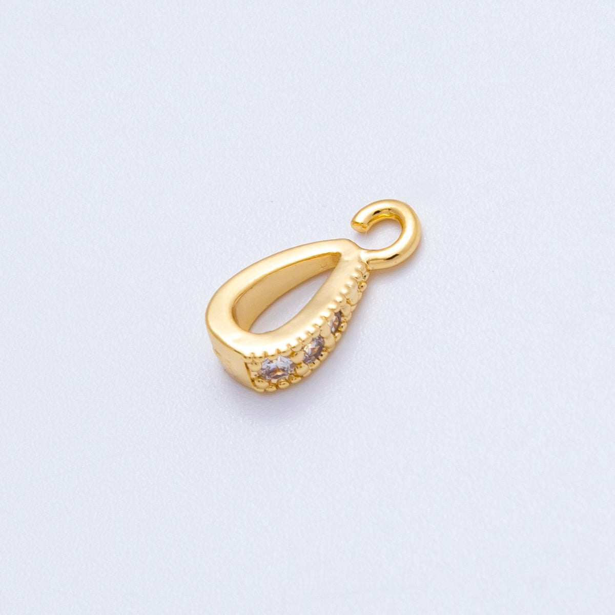 18K Gold Filled 11mm Micro Paved CZ Open Loop Bail Pendant Findings in Gold & Silver | Findings - 00129 Findings - 00130 - DLUXCA